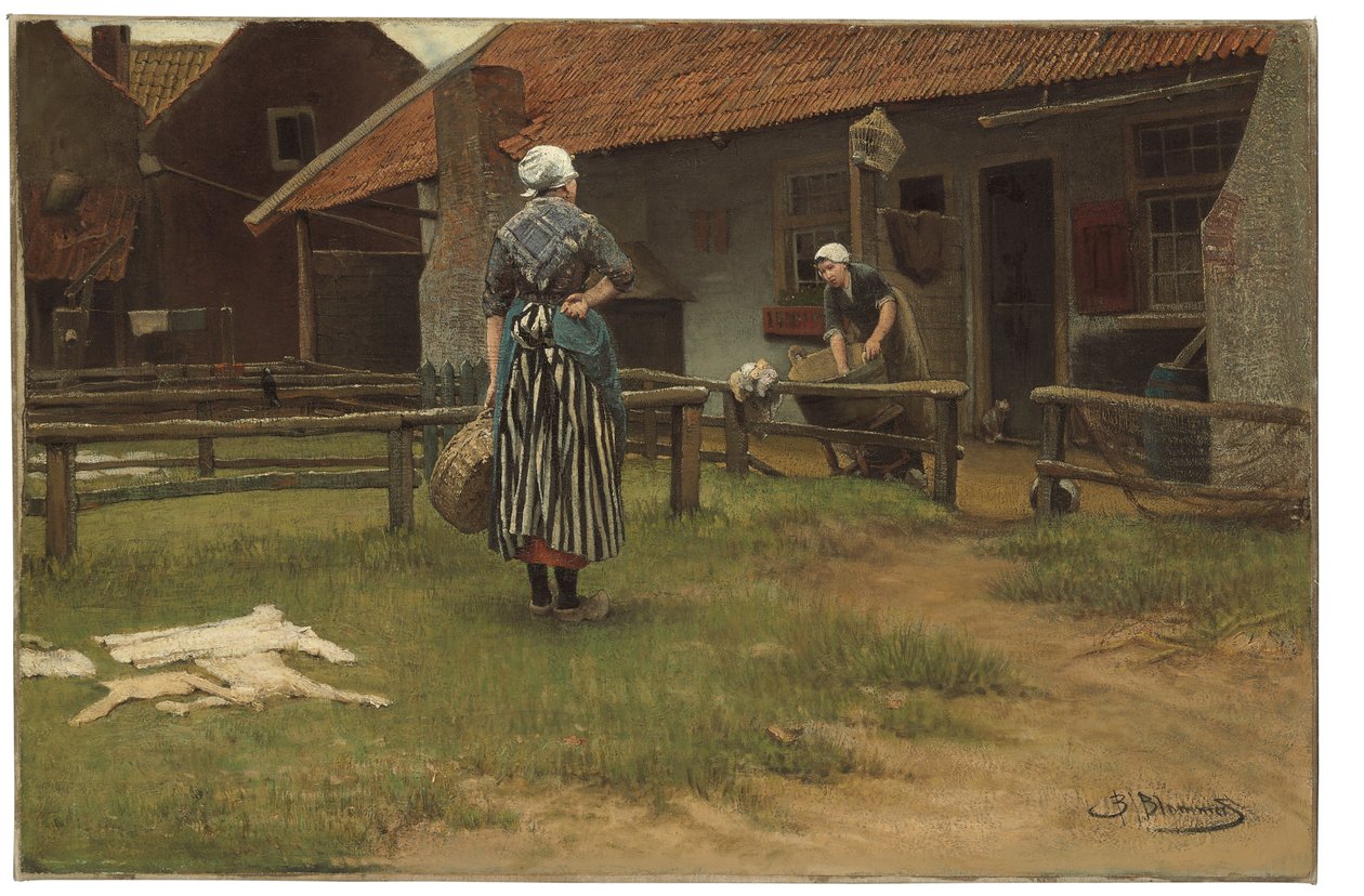 Mycí den (olej na plátně) od Bernardus Johannes Blommers or Bloomers
