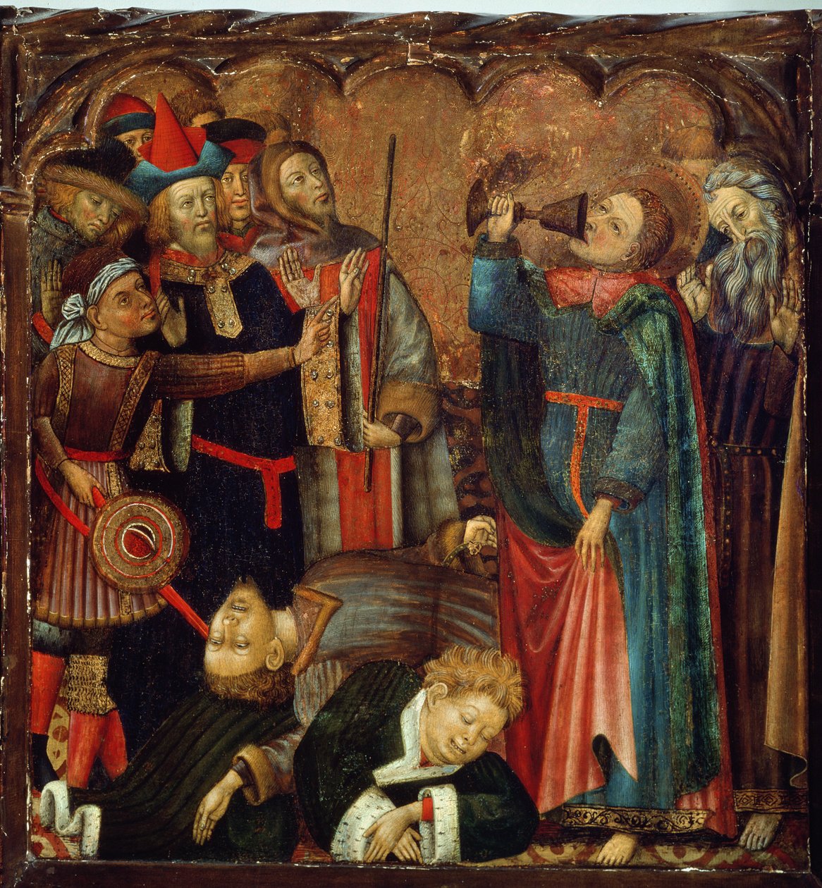 Svatý Jan Evangelista pijící z otráveného kalicha (tempera na panelu) od Bernat Martorelli