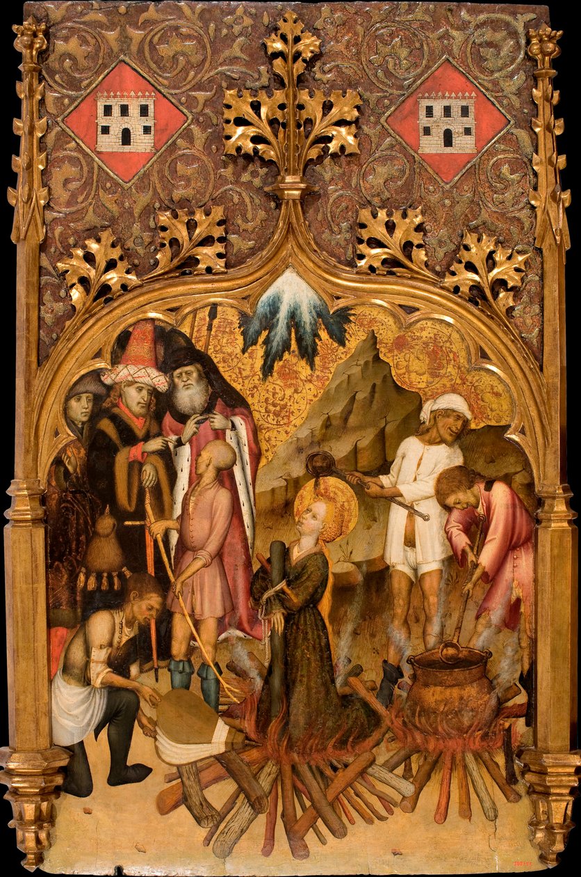 ""Le martyre de sainte Lucie"" Martorell, Bernat, starší (1390-1452) Umučení svaté Lucie Tempera na panelu c. 1440 Národní muzeum umění Katalánska, Barcelona 117,5x72 od Bernat Martorelli