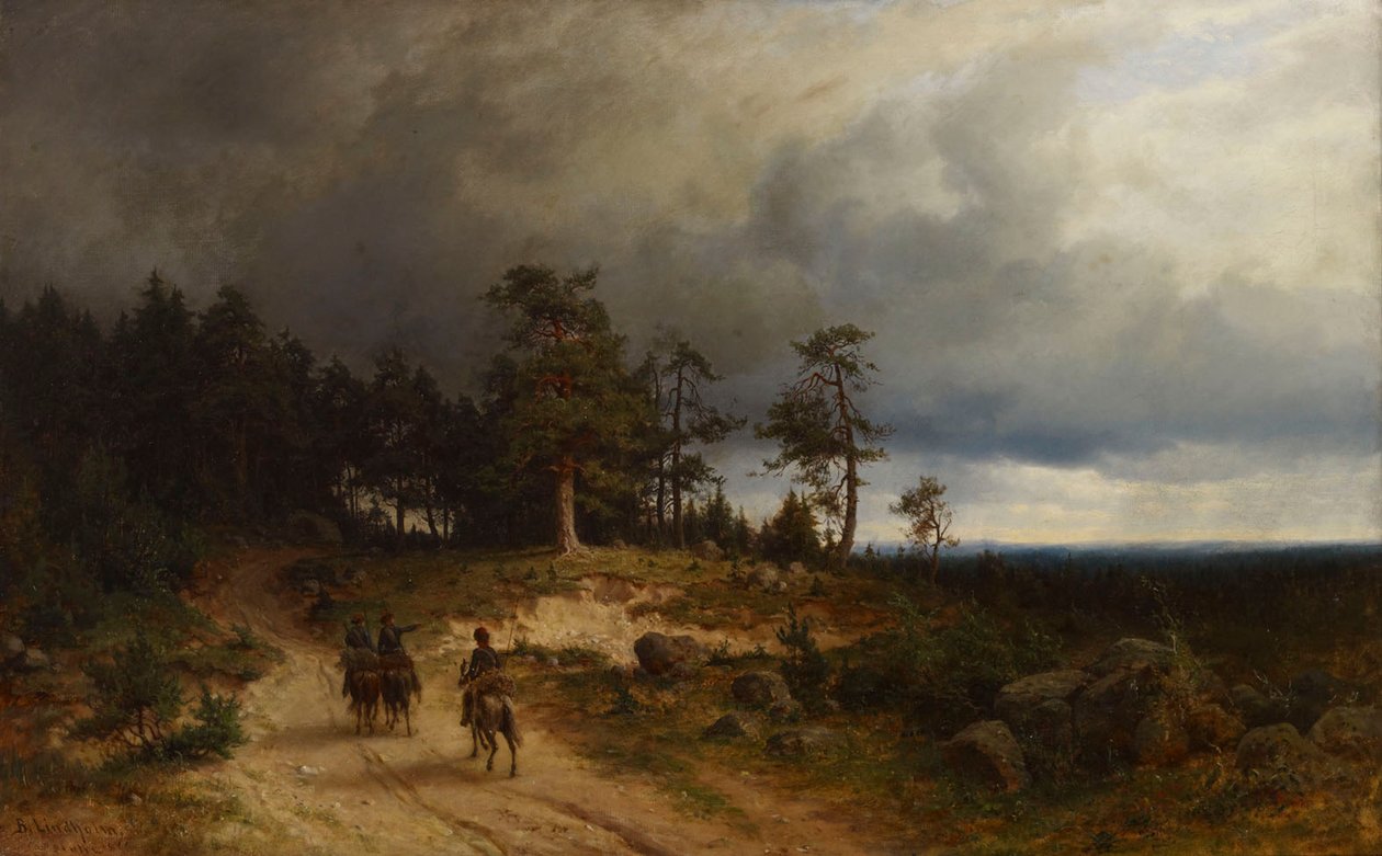 Krajina ve východním Finsku s jízdními kozáky od Berndt Lindholm