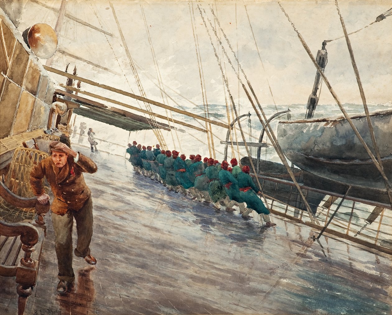Loď na rozbouřeném moři od Berndt Lindholm