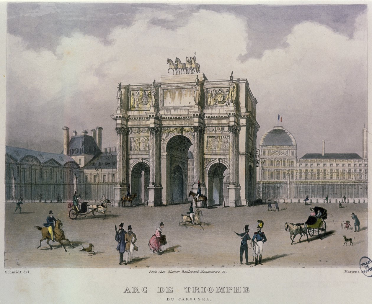 Arc de Triomphe du Carrousel, Paříž, 1832 od Bernhard Schmidt