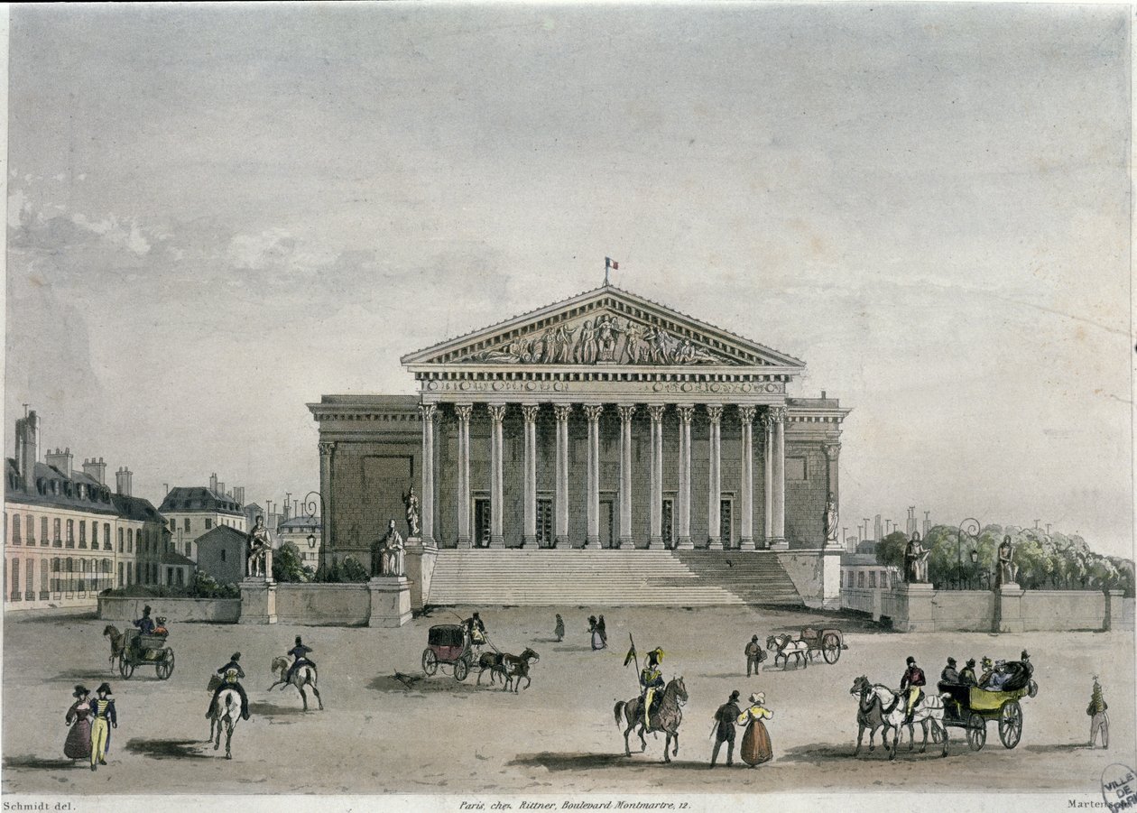 Poslanecká sněmovna, Paříž, 1832 (barevná rytina) od Bernhard Schmidt