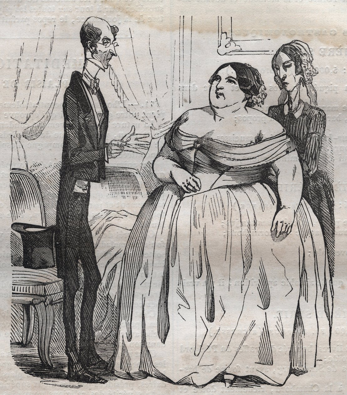 Gurmáni - obezita a hubení - rytina do „La Physiologie du gout““ od Jean Anthelme Brillat Savarin (Brillat-Savarin od Bertall