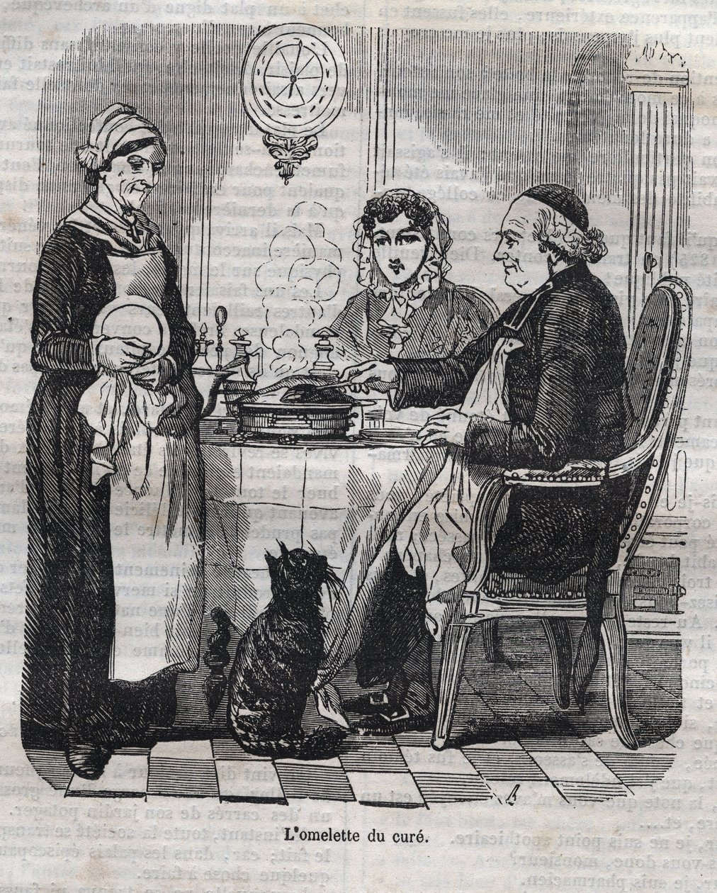 Omeleta kúry - rytina do „La Physiologie du gout““ od Jean Anthelme Brillat Savarin (Brillat-Savarin od Bertall