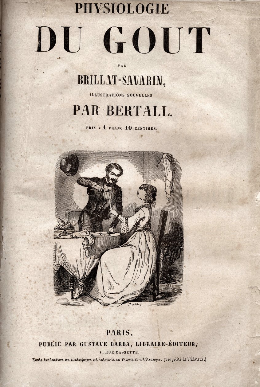 Titulní strana knihy „Fyziologie chuti“ od Brillat Savarin - Titulní strana knihy „La Physiologie du gout“ od Jean Anthelme Brillat Savarin (Brillat-Savarin od Bertall