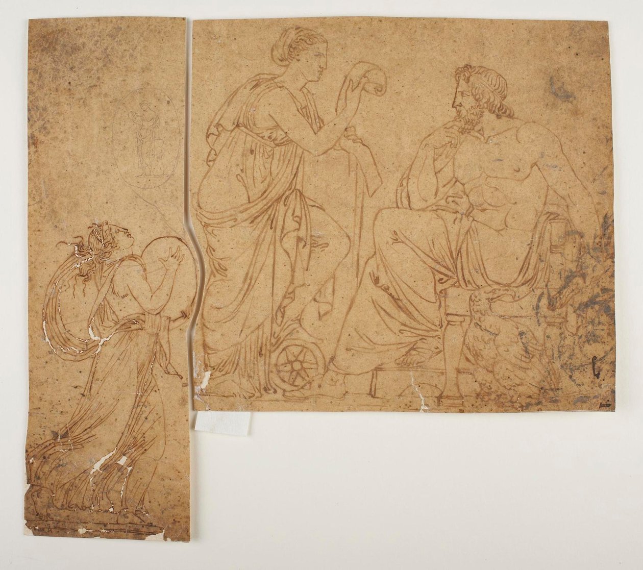 Mänade spielt das Zimbel. Nemesis liest Jupiter die Taten der Menschen vor od Bertel Thorvaldsen