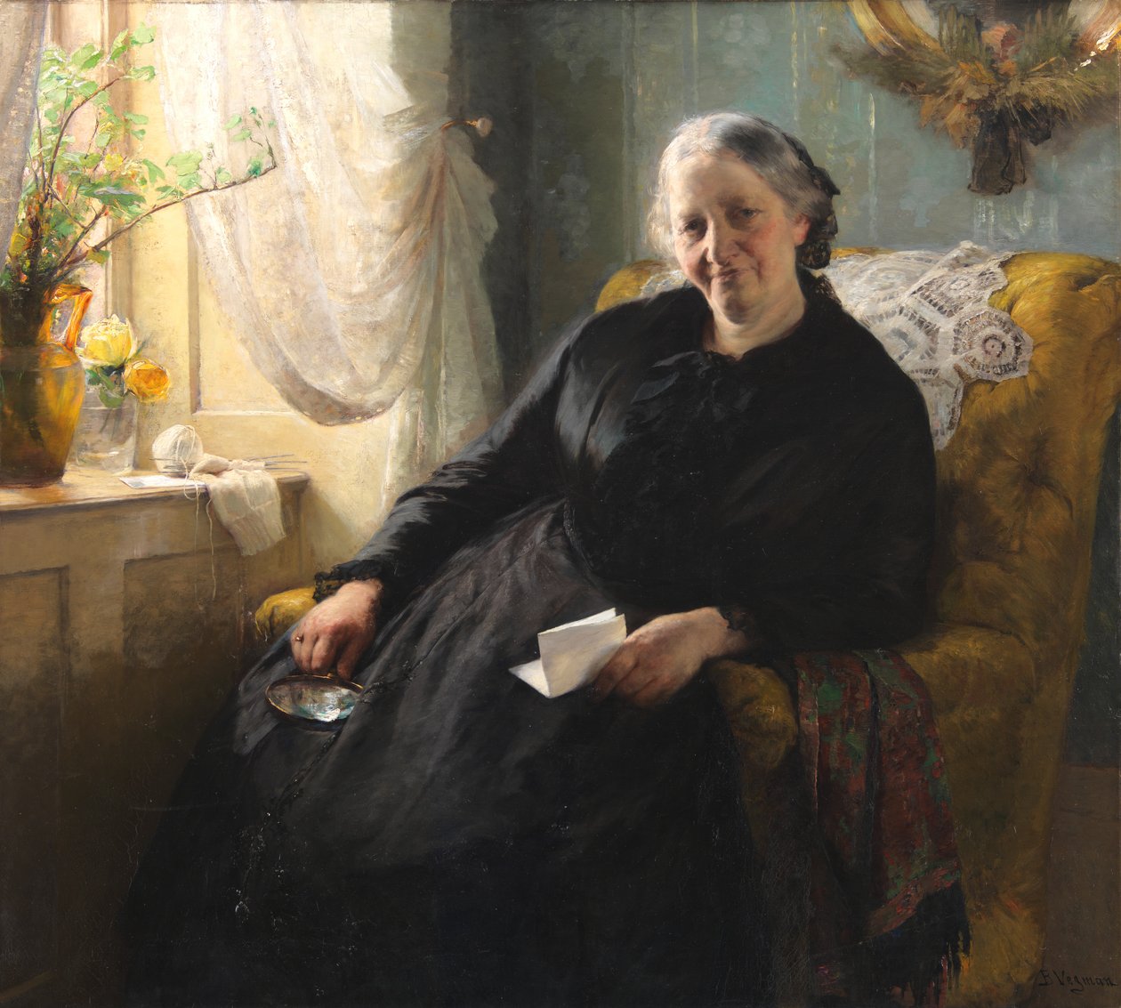Portrét Cecilie Trier, rozené Melchior od Bertha Wegmann