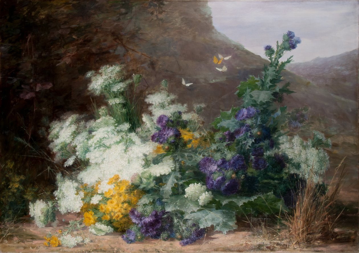 Wildflowers in a landscape, c.1890 od Berthe Costadau