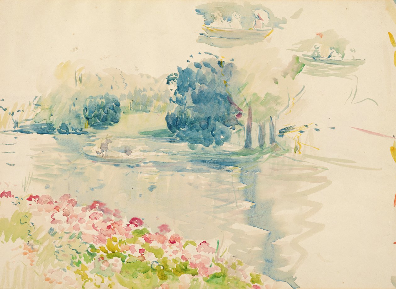 Muškáty u jezera, 1893 od Berthe Morisot