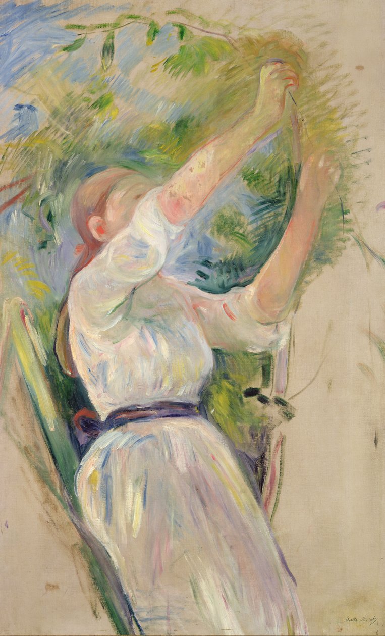Dívka sbírající třešně, 1891 od Berthe Morisot