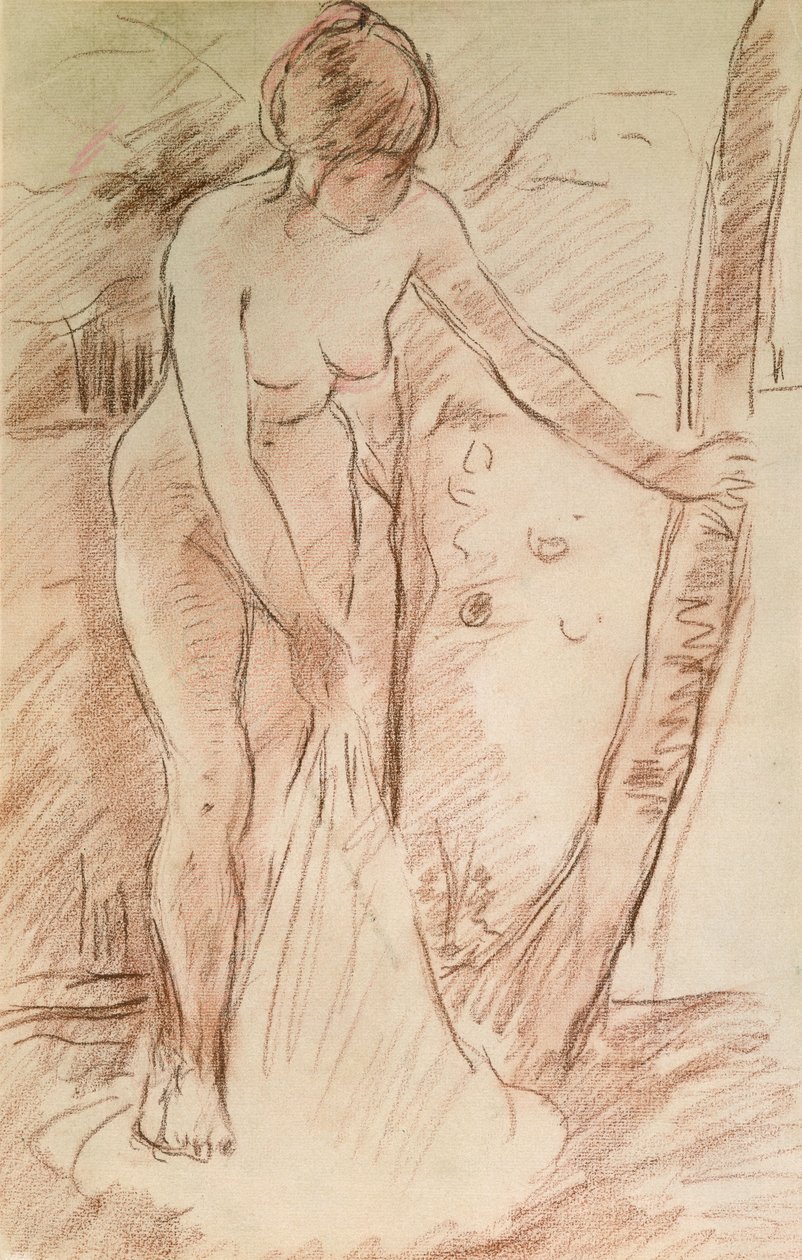 Stojící koupající se, 1888 (sangvinik na papíře) od Berthe Morisot