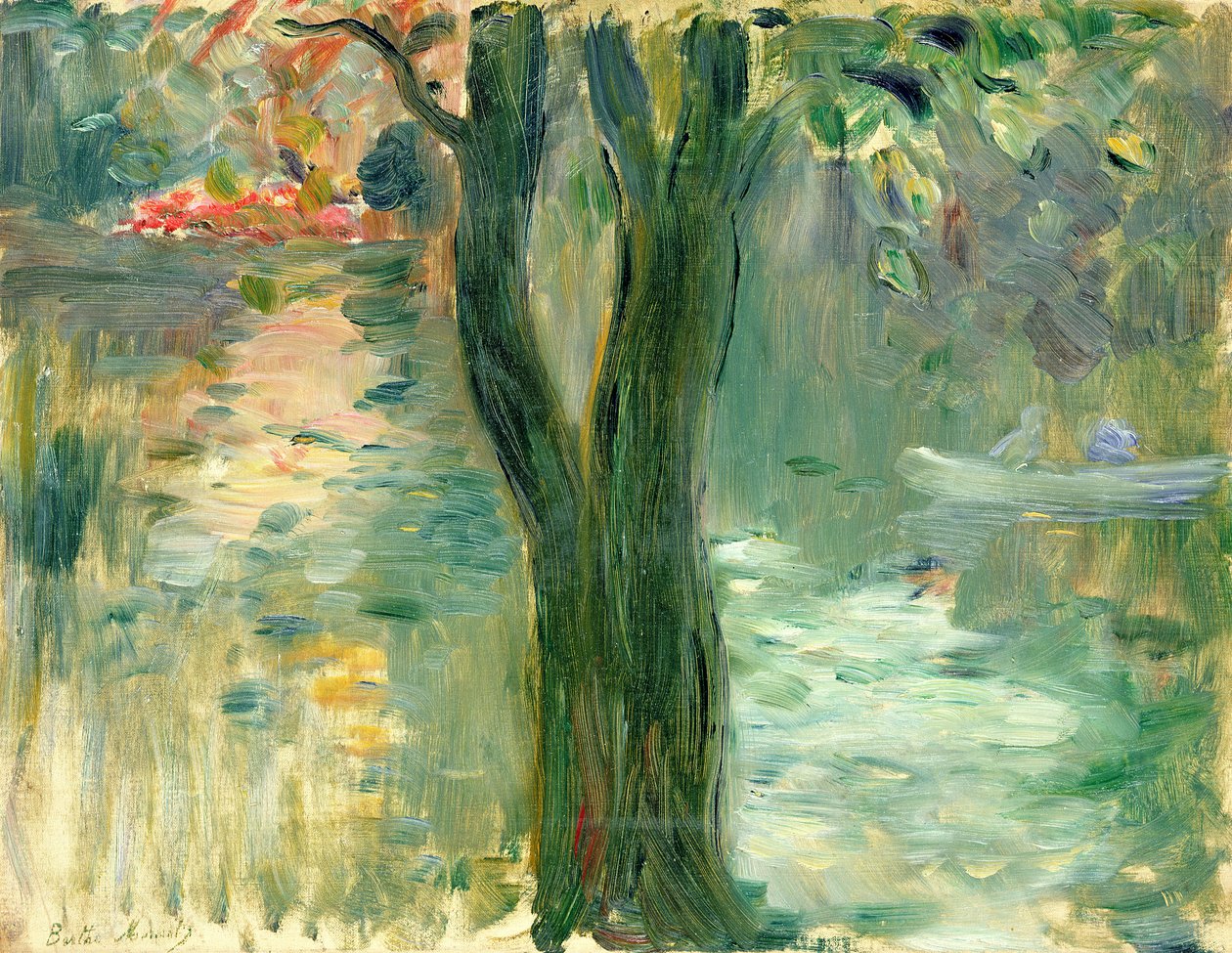 Západ slunce nad jezerem, Bois de Boulogne, 1894 od Berthe Morisot
