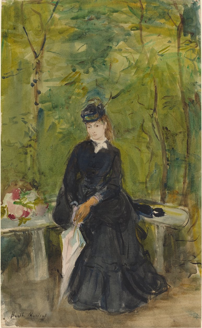 Umělcova sestra Edma sedící v parku, 1864 od Berthe Morisot