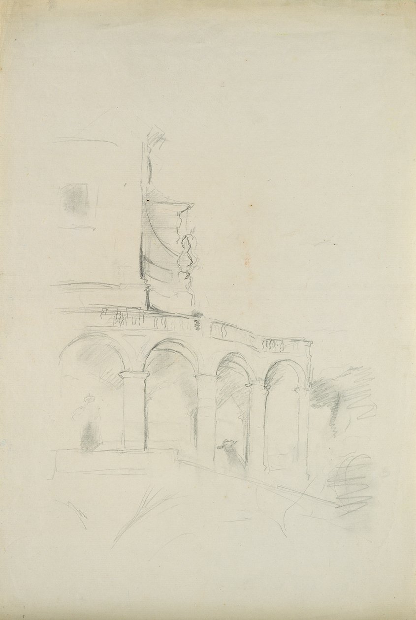 Vila v Saint-Pons v Nice, 1889 (grafit na papíře) od Berthe Morisot