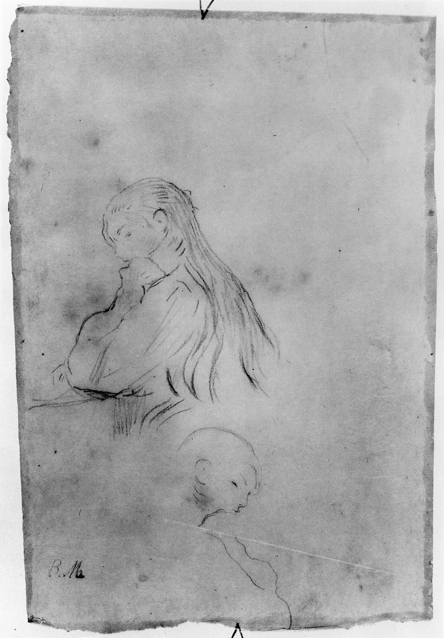 Young Girl Writing, 1891 (uhl na papíře) od Berthe Morisot