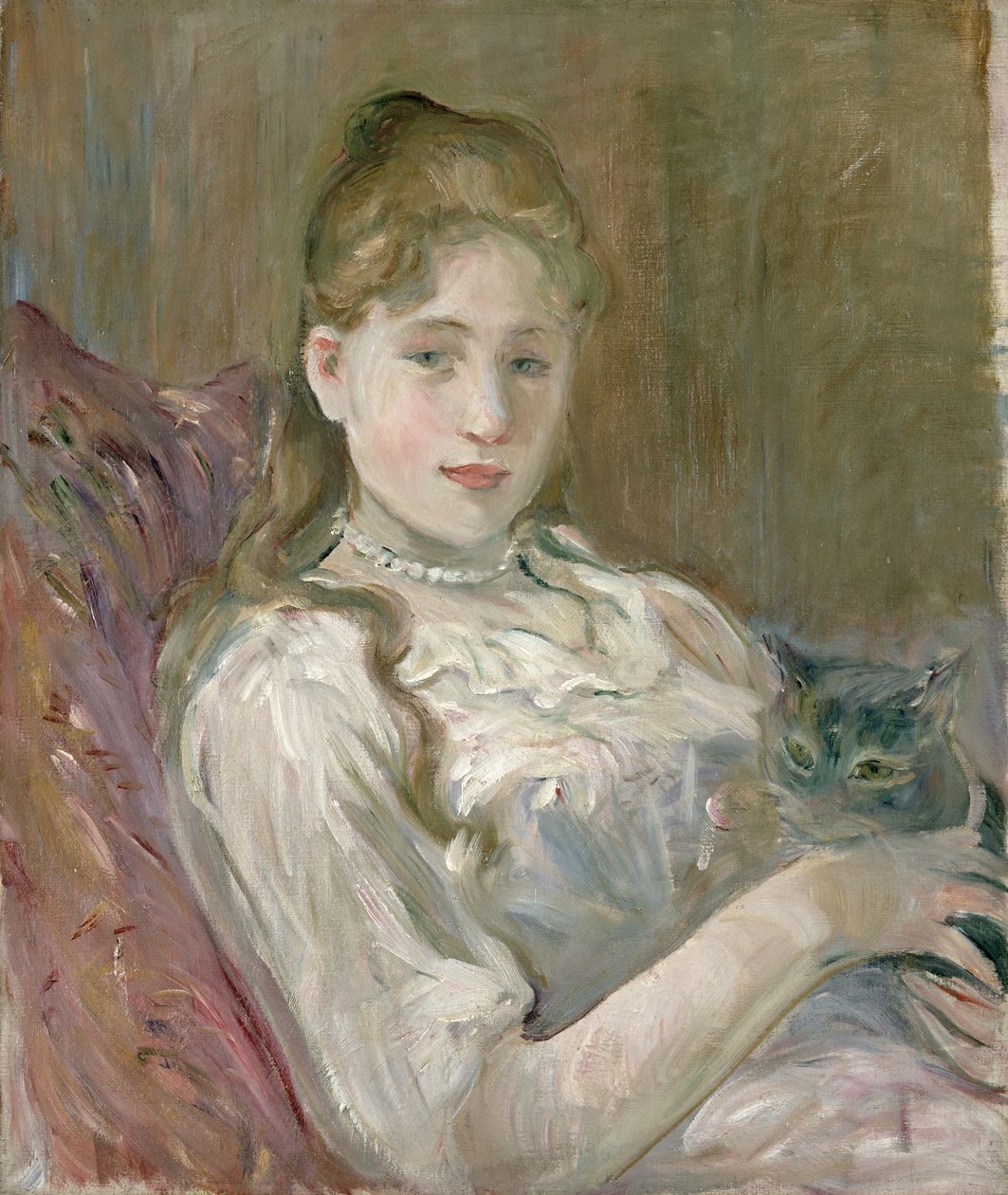 Mladá dívka s kočkou, 1892 od Berthe Morisot