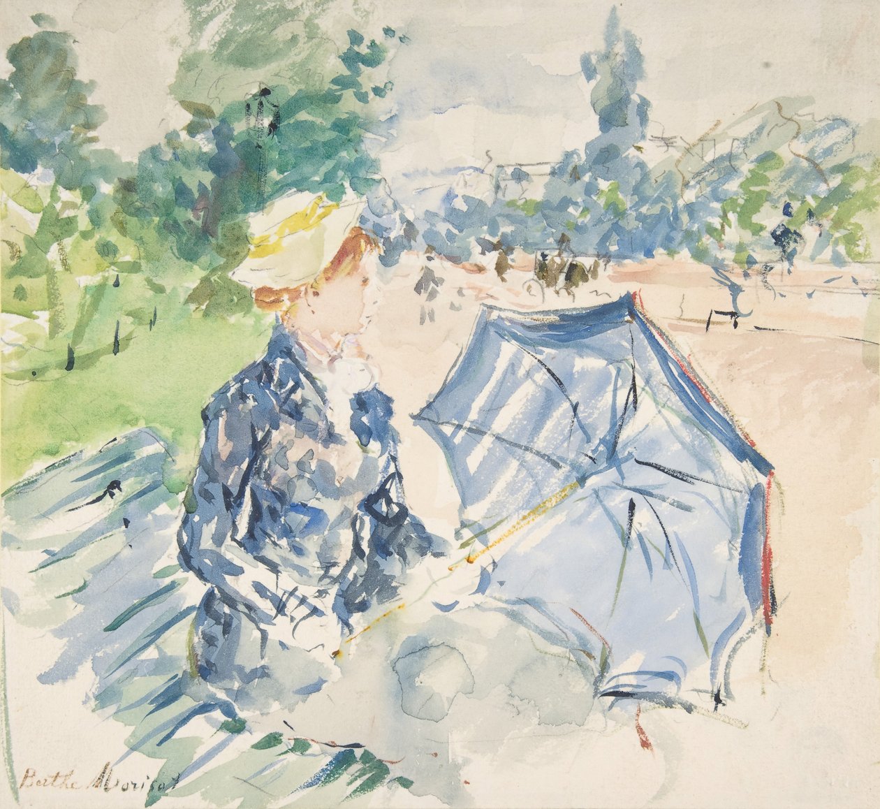 Žena sedící na lavičce na Avenue du Bois, 1885. od Berthe Morisot