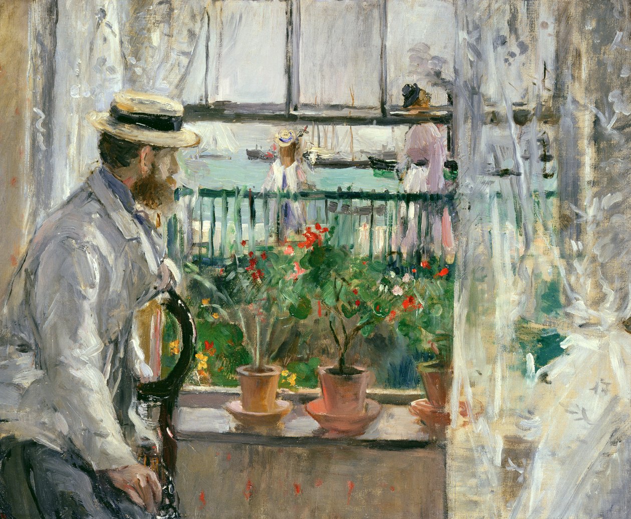 Eugene Manet (1834-92) na Isle of Wight (olej na plátně) od Berthe Morisot