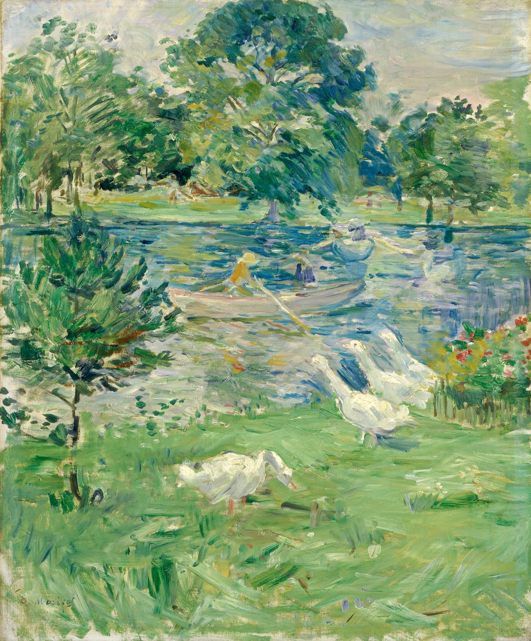 Dívka ve člunu s husami, 1889 od Berthe Morisot