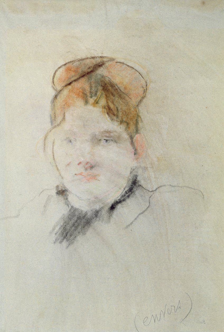 Hlava ženy, 1886 (pastel na papíře) od Berthe Morisot