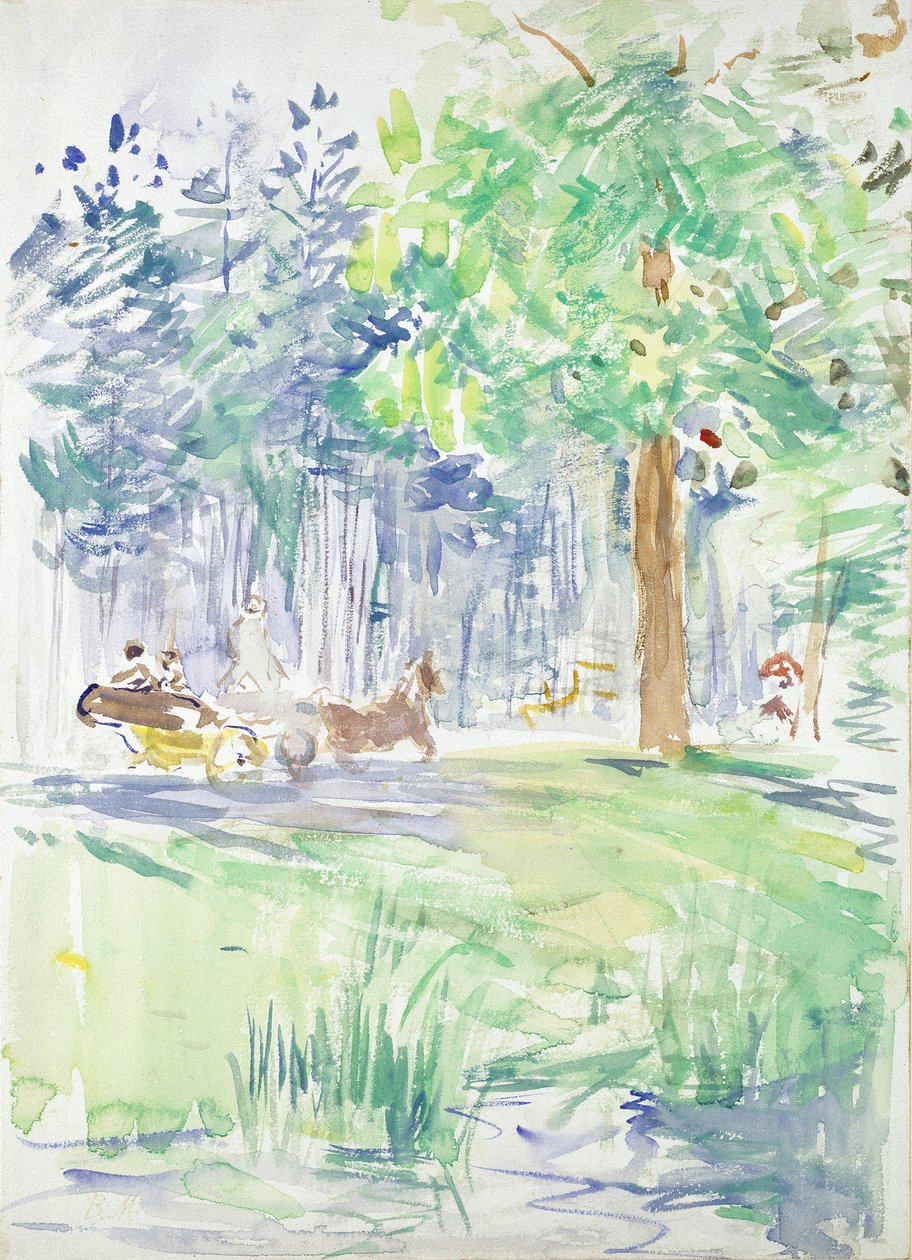 Kůň a kočár na lesní cestě, po roce 1883 od Berthe Morisot