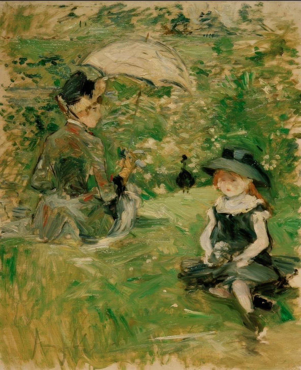 Mladá žena a dítě na ostrově od Berthe Morisot