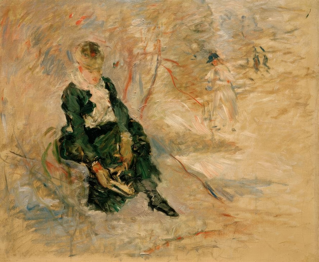 Mladá žena předání své brusle od Berthe Morisot