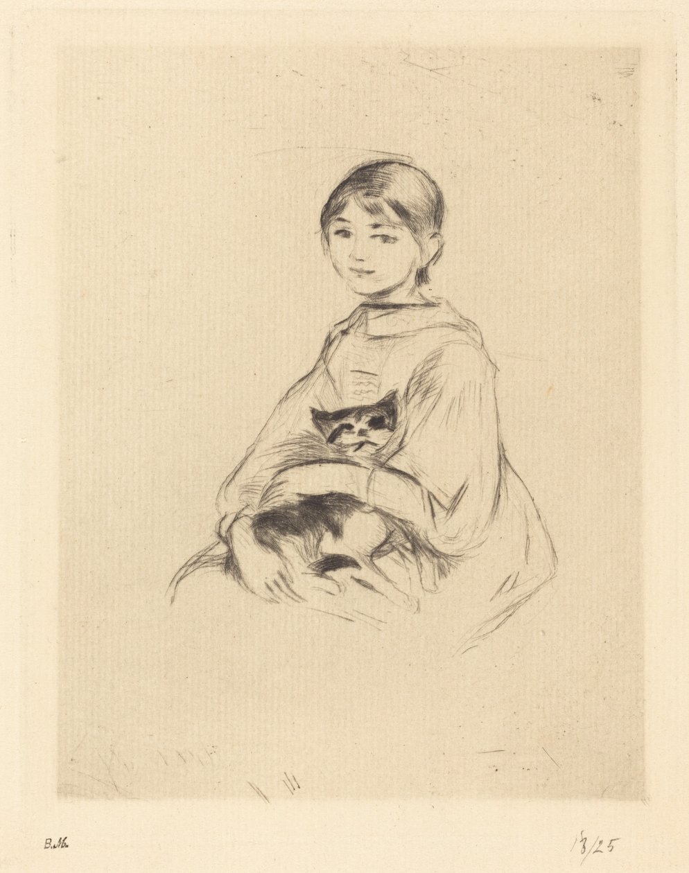 Julie Manetová s kočkou v náručí od Berthe Morisot
