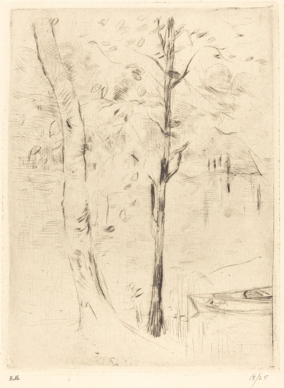 Jezero s veslicí od Berthe Morisot