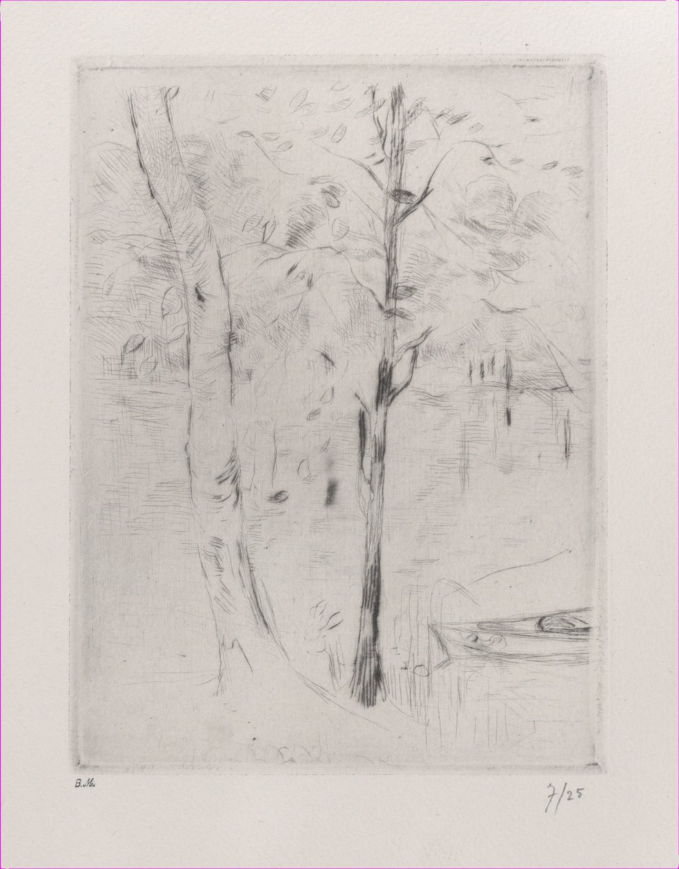 Krajina Kmeny stromů u řeky, 1888. od Berthe Morisot