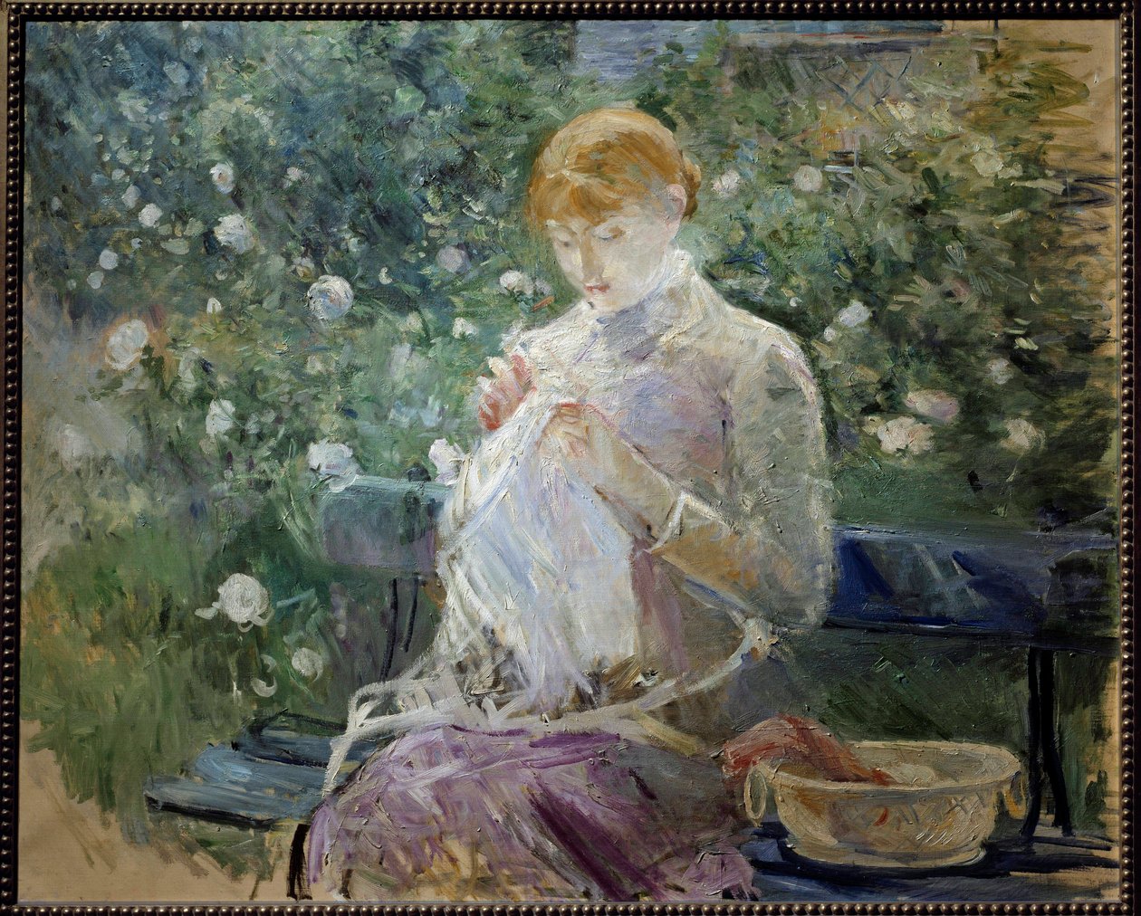 Pasie šije v zahradě Bougivalův obraz od Berthe Morisot (1841-1895) 1881 Ne. 0,81x1 m Pau, Musee des Beaux Arts od Berthe Morisot
