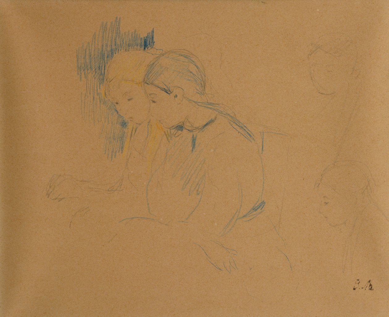 Portrét mladých dívek (barevné pastelky a tužka) od Berthe Morisot