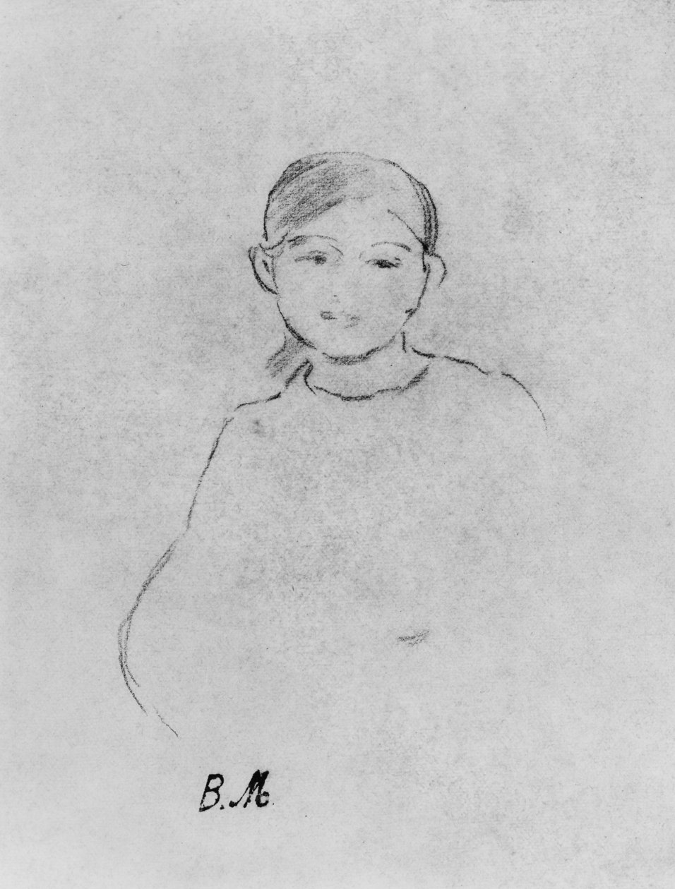 Portrét mladé dívky, 1887 (černé olovo na papíře) od Berthe Morisot