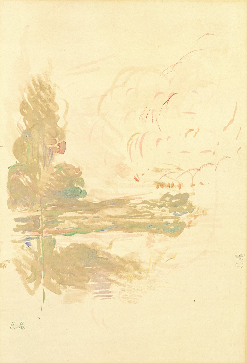 Odrazy v Seině, 1890 (akvarel na papíře) od Berthe Morisot