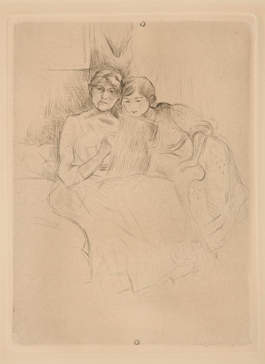 Hodina kreslení: Berthe Morisot a její dcera od Berthe Morisot