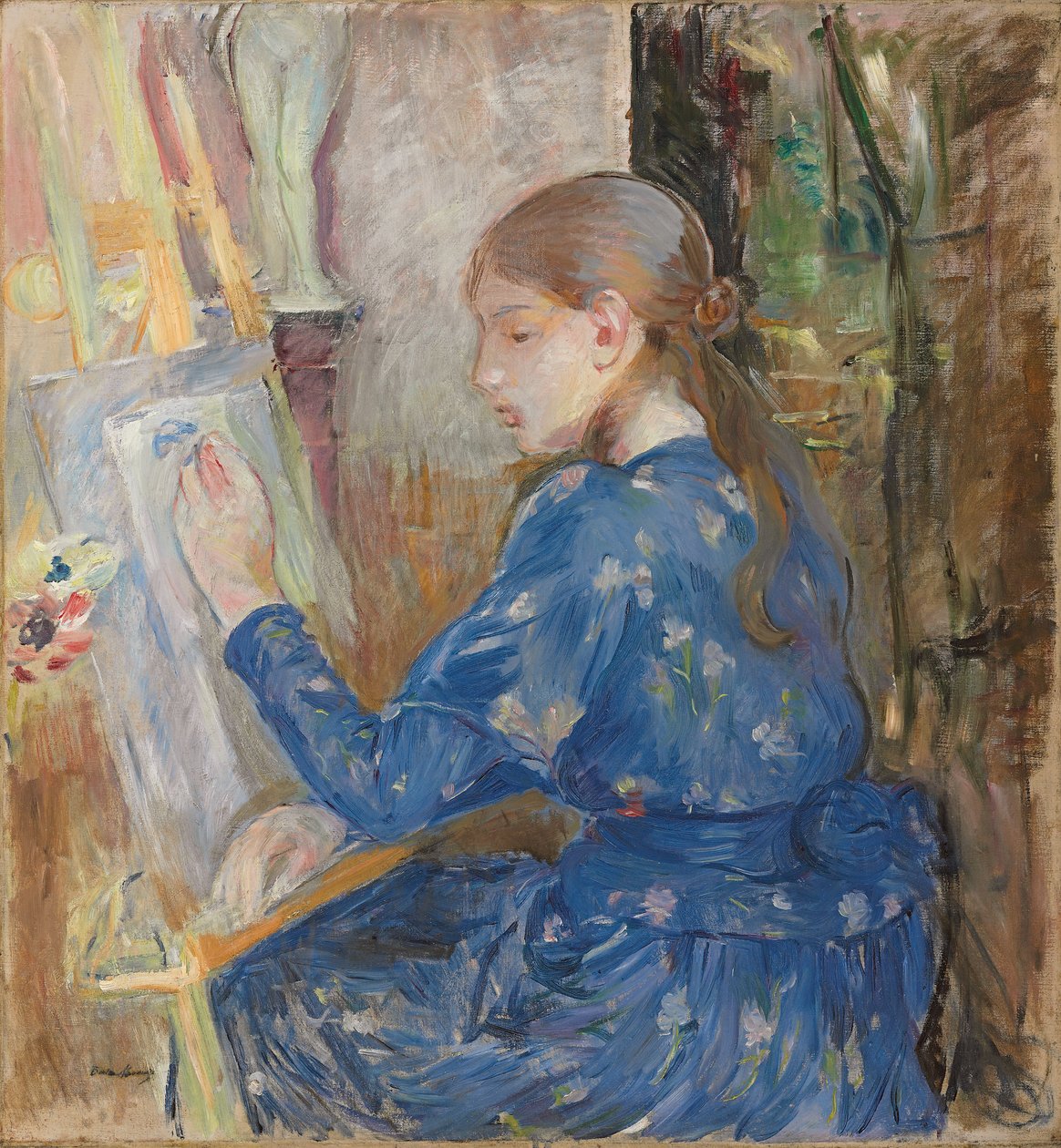 Mladá dívka psaní; Mladá dívka psaní, 1891 od Berthe Morisot