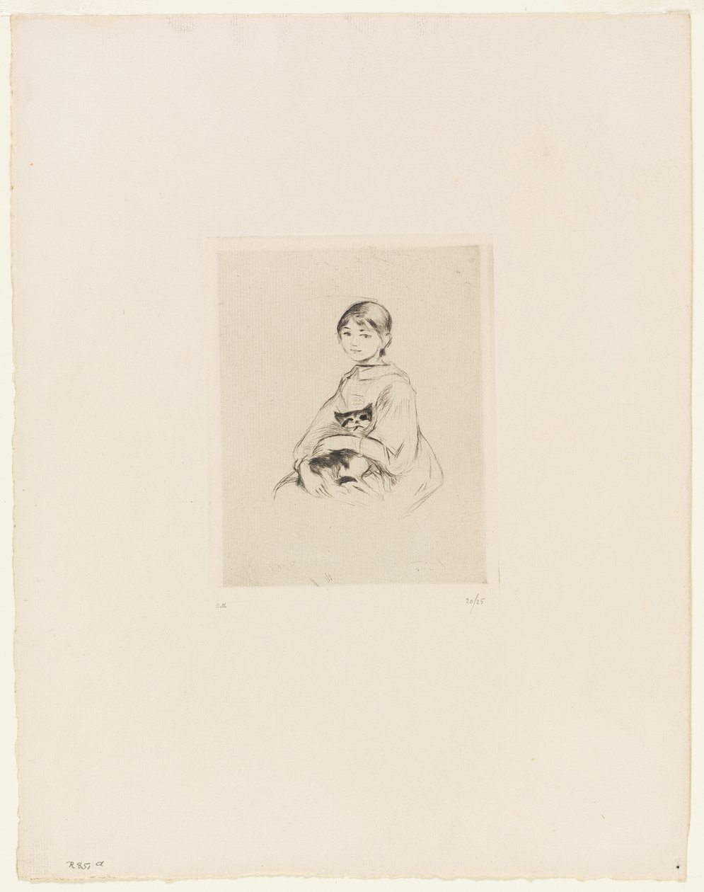 Mladá dívka s kočkou od Berthe Morisot