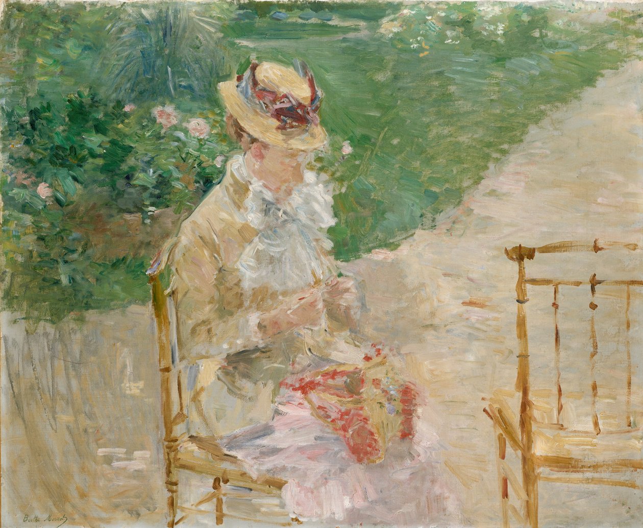 Mladá žena pletení, ca. 1883. od Berthe Morisot