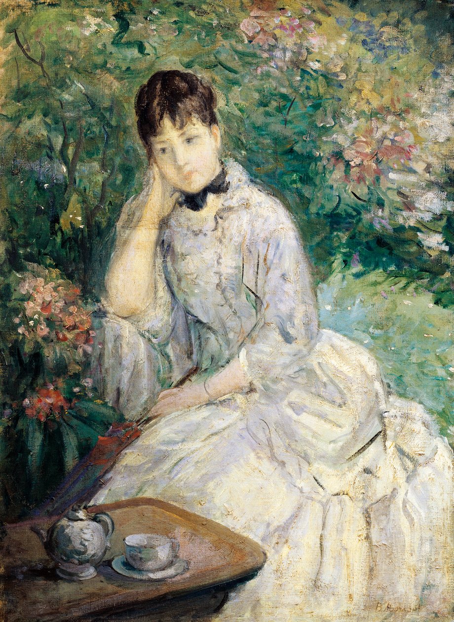 Mladá žena sedící na pohovce (olej na plátně) od Berthe Morisot