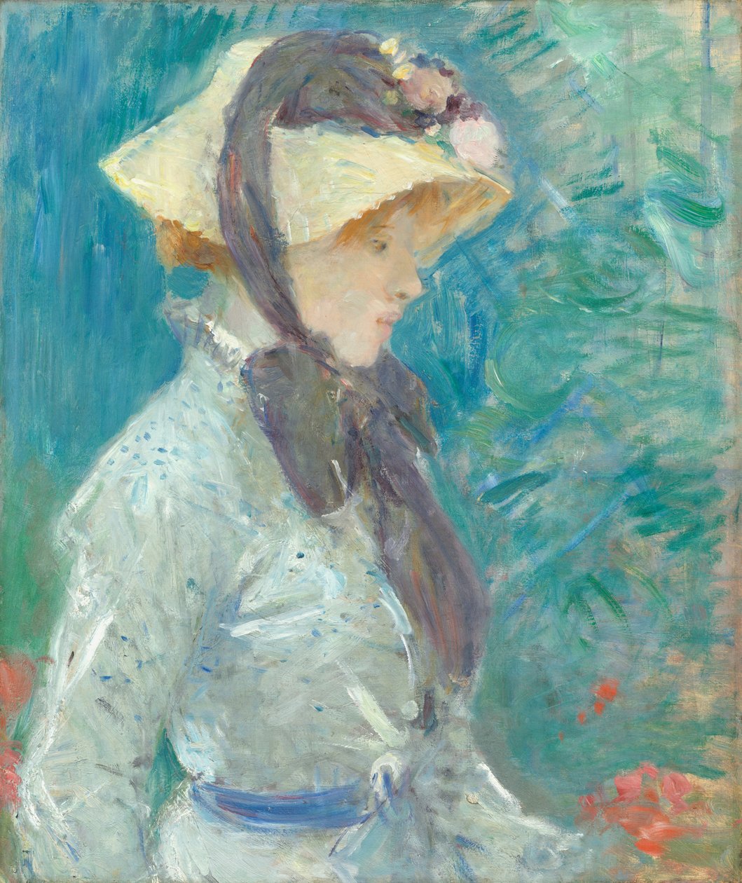 Mladá žena se slaměným kloboukem, 1884. od Berthe Morisot