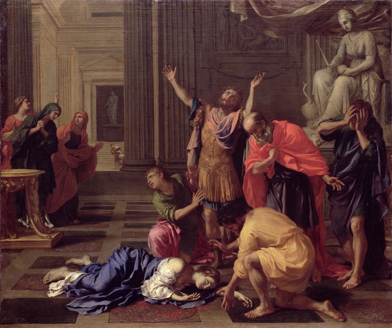 Smrt Lucretie, kolem roku 1660 (olej na plátně) od Bertholet Flemal