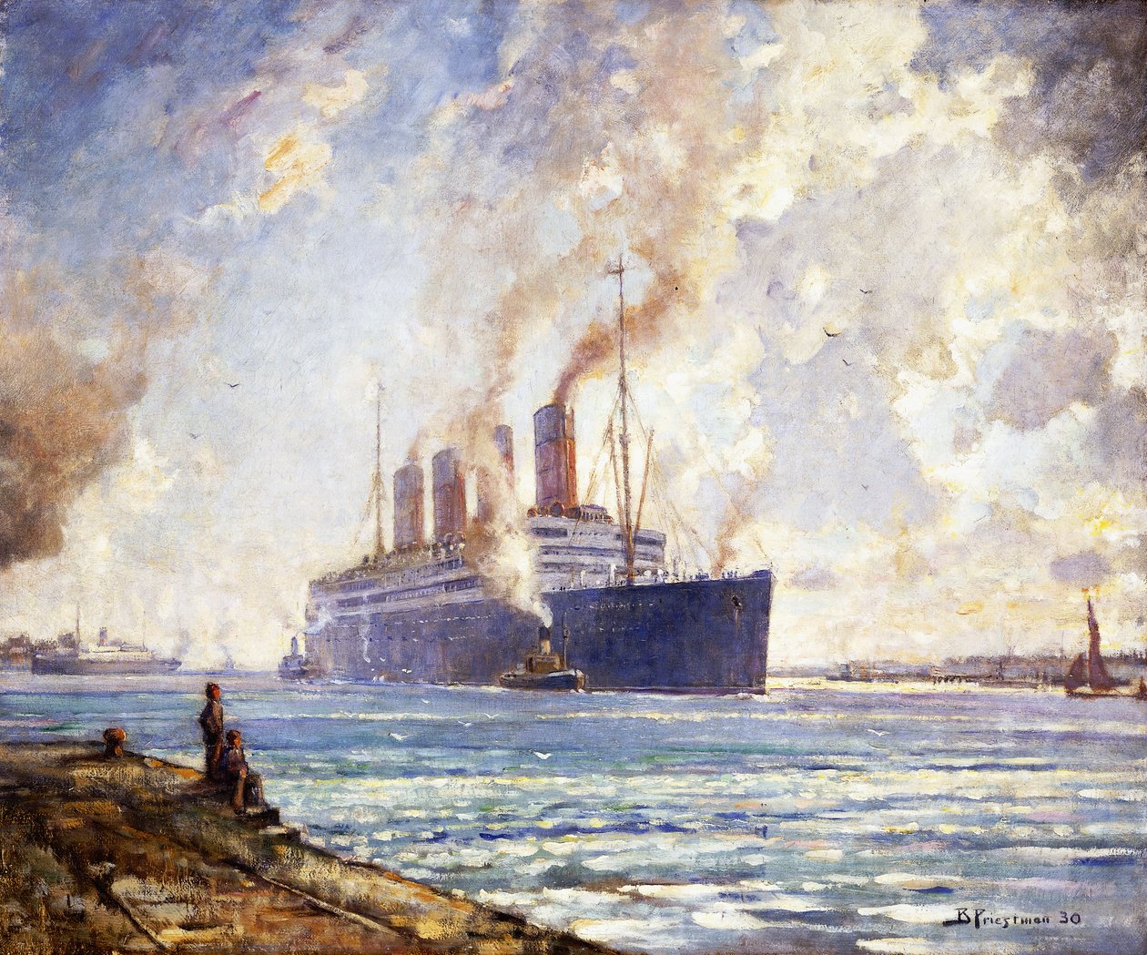 Akvitánie se blíží k Southampton Water od Bertram Priestman