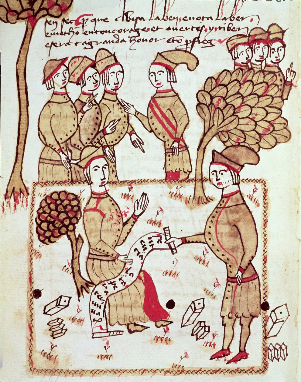 Ms 327 fol.201v Surveyor with his Workers, from 