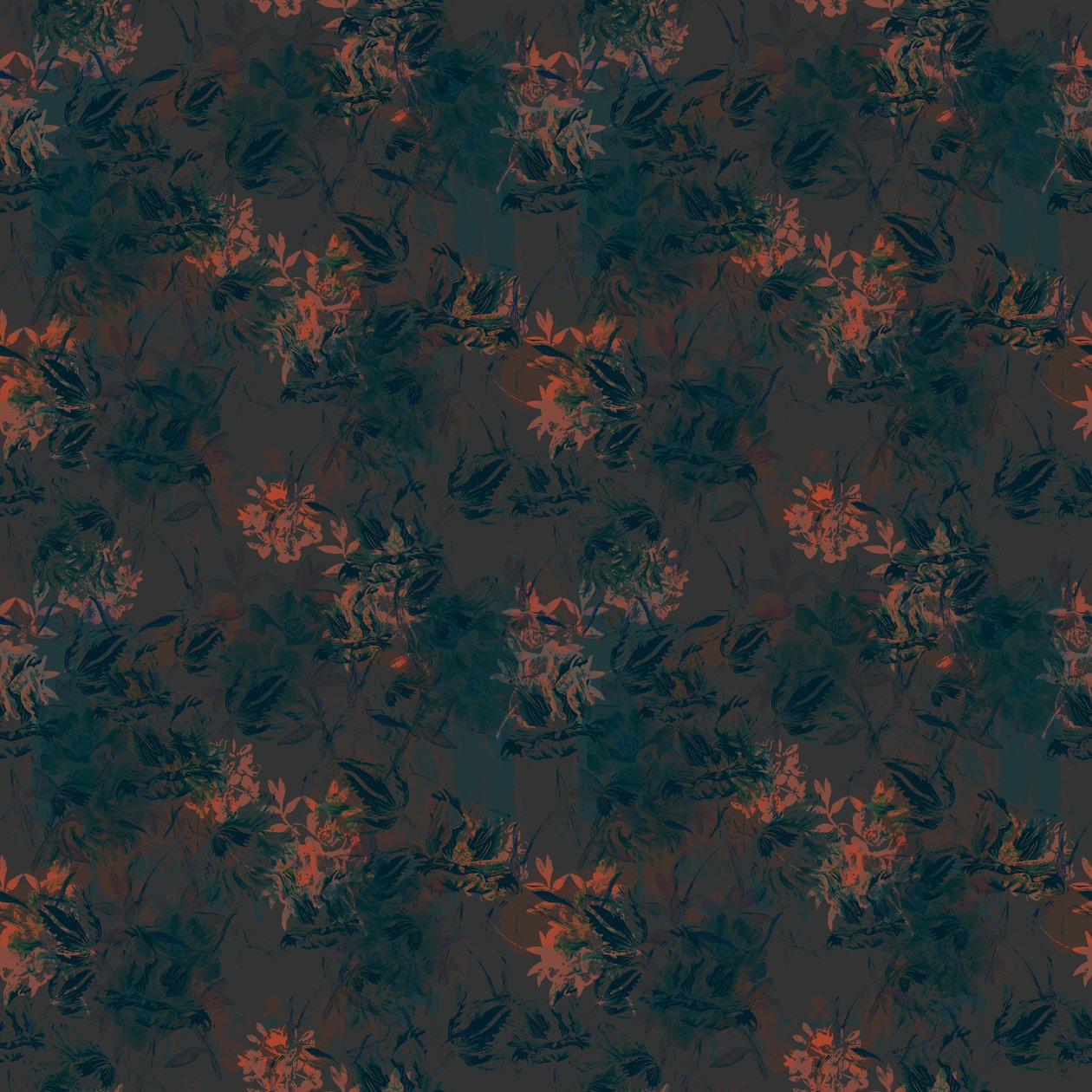 Burnt Umber Floral, 2015 (ilustrační opakující se vzor) od Beth Travers