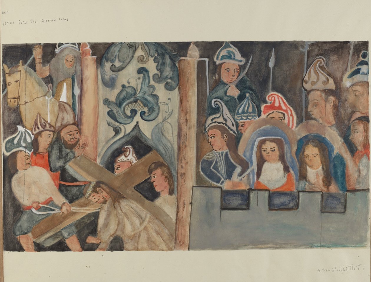 Křížová cesta č. 7: Ježíš padá podruhé, c. 1936. od Beulah Bradleigh