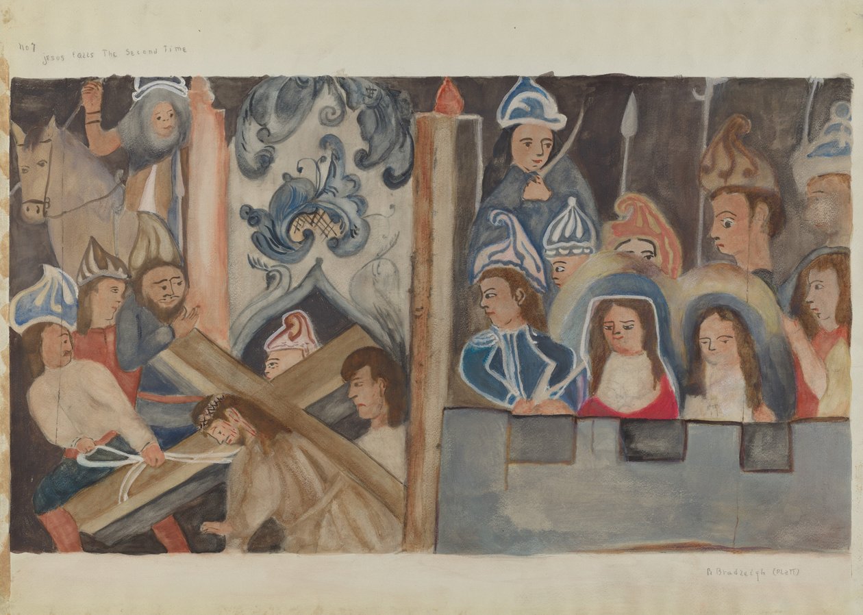 Křížová cesta č. 7: Ježíš padá podruhé, c. 1936. od Beulah Bradleigh