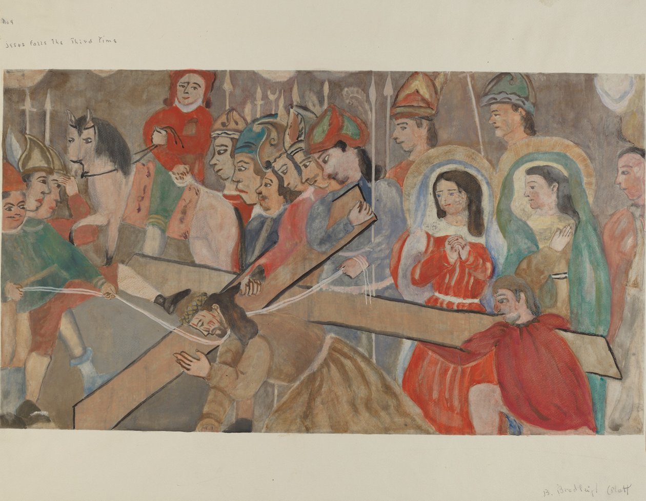 Křížová cesta č. 9: Ježíš padá potřetí, c. 1936. od Beulah Bradleigh