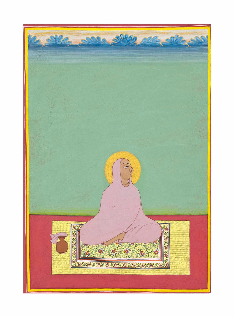 Portrét maharádže Shri Narayan Ji, kolem roku 1830 (neprůhledné pigmenty a zlato na papíře) od Bhati Shankar Das