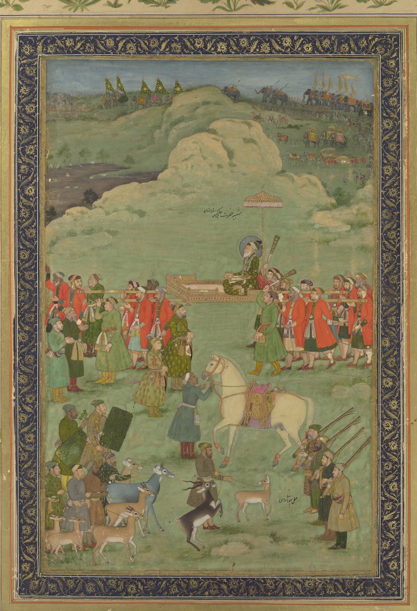 Císař Aurangzeb nese na Palanquin, ca. 1705-20. od Bhavanidas